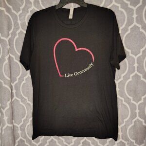 2023 Live Generously T-Shirt Thrivent Black Large Pink Heart Bella Canvas